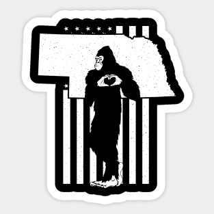 Nebraska Bigfoot American Flag Sticker